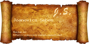 Joanovics Sebes névjegykártya